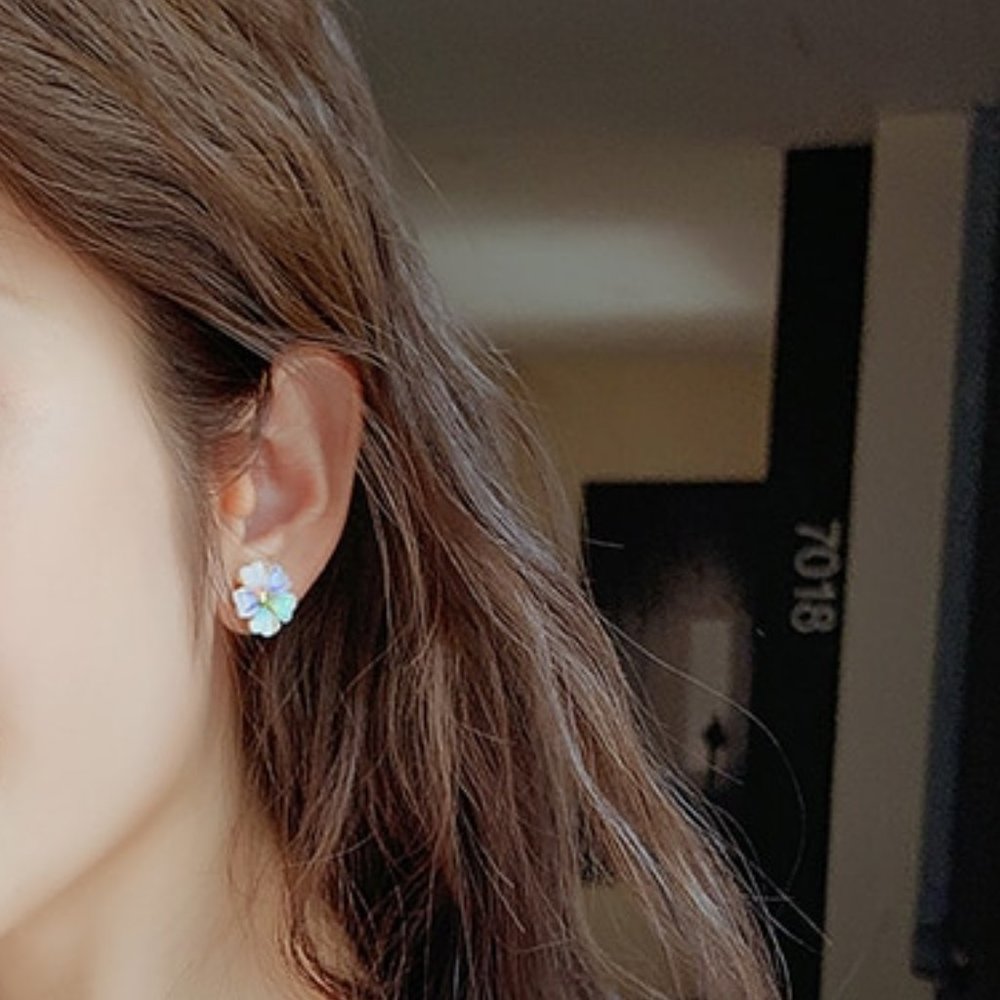 Colorful Flower Acrylic Gold Stud Earrings - Picture 4 of 5